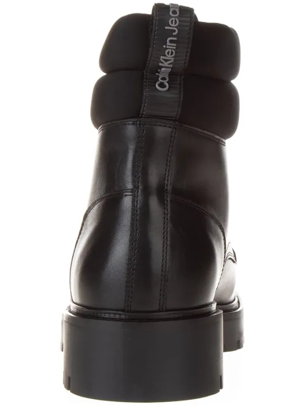 Calvin Klein Leder-Boots in Schwarz Sale