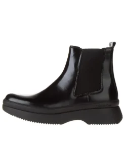 Calvin Klein Leder-Chelsea-Boots in Schwarz Sale