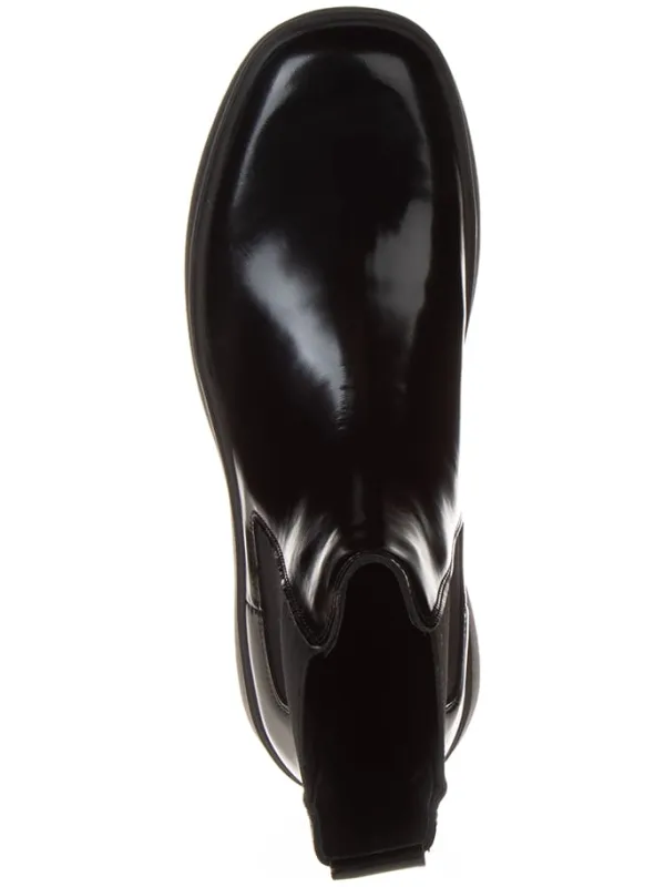 Calvin Klein Leder-Chelsea-Boots in Schwarz Sale