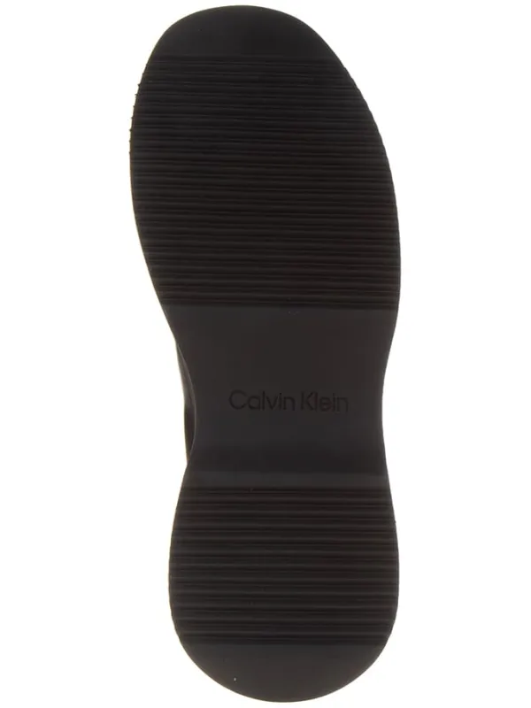 Calvin Klein Leder-Chelsea-Boots in Schwarz Sale