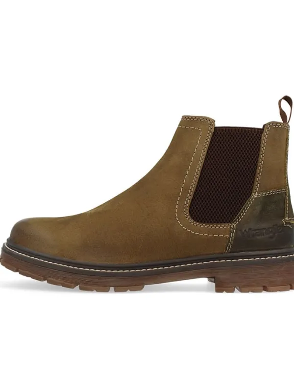 Wrangler Leder-Chelsea-Boots "Rex" in Khaki>Herren Stiefel & Boots