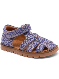 bisgaard Leder-Halbsandalen in Blau/ Rosa