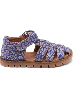 bisgaard Leder-Halbsandalen in Blau/ Rosa