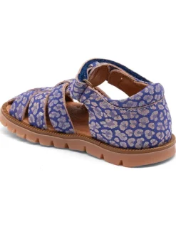 bisgaard Leder-Halbsandalen in Blau/ Rosa