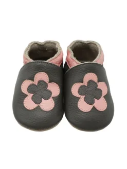Yihakids Leder-Krabbelschuhe "Blumen" in Schwarz Clearance