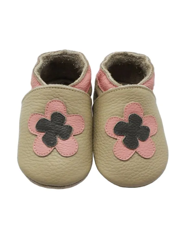 Yihakids Leder-Krabbelschuhe "Florid" in Hellbraun> Krabbelschuhe