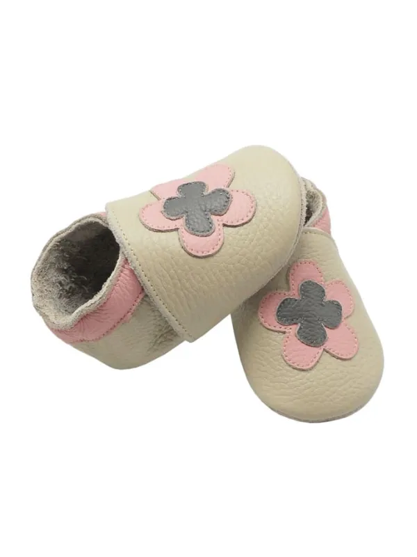 Yihakids Leder-Krabbelschuhe "Florid" in Hellbraun> Krabbelschuhe