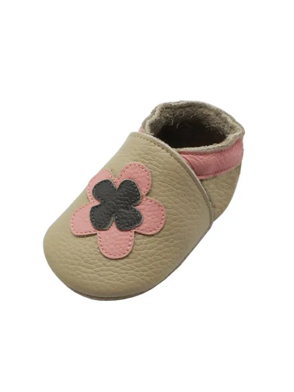 Yihakids Leder-Krabbelschuhe "Florid" in Hellbraun> Krabbelschuhe