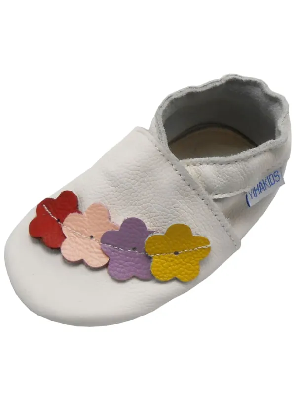 Yihakids Leder-Krabbelschuhe in Weiß Online