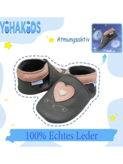 Yihakids Leder-Krabbelschuhe "Liebe" in Grau> Krabbelschuhe
