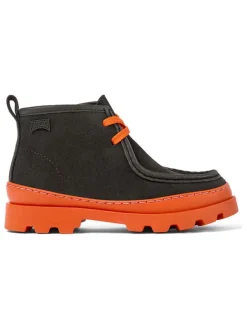 Camper Leder-Mokassins in Anthrazit/ Orange>Kinder Halbschuhe·Mokassins
