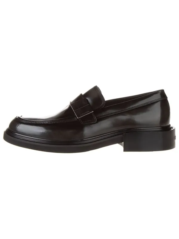 Calvin Klein Leder-Mokassins in Schwarz Outlet