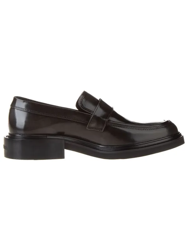 Calvin Klein Leder-Mokassins in Schwarz Outlet