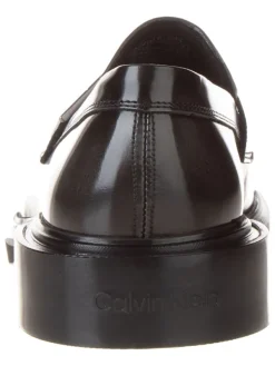 Calvin Klein Leder-Mokassins in Schwarz Outlet