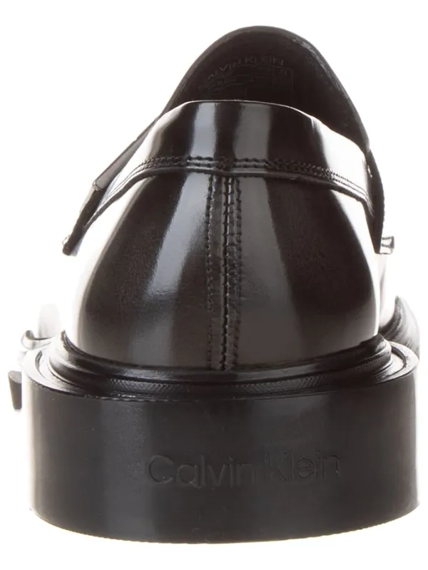 Calvin Klein Leder-Mokassins in Schwarz Outlet