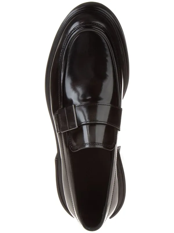 Calvin Klein Leder-Mokassins in Schwarz Outlet