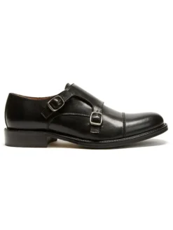British Passport Leder-Monkstraps in Schwarz>Damen Halbschuhe