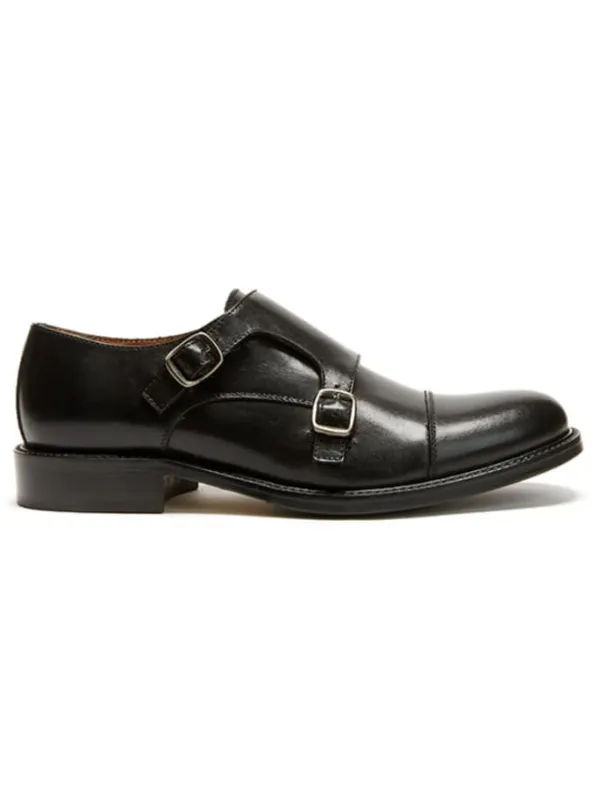 British Passport Leder-Monkstraps in Schwarz>Damen Halbschuhe