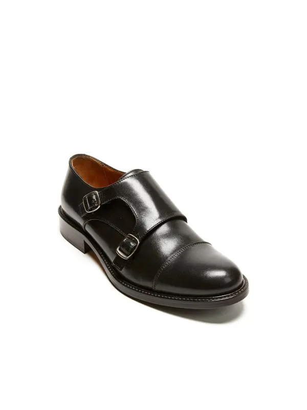 British Passport Leder-Monkstraps in Schwarz>Damen Halbschuhe