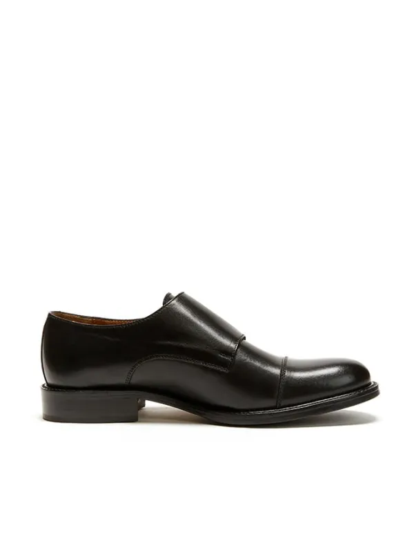 British Passport Leder-Monkstraps in Schwarz>Damen Halbschuhe