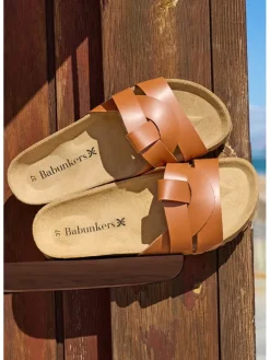 BABUNKERS Family Leder-Pantoletten in Braun New