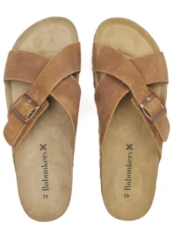 BABUNKERS Family Leder-Pantoletten in Braun Hot