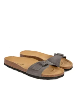 BABUNKERS Family Leder-Pantoletten in Grau Outlet