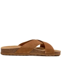 billowy Leder-Pantoletten in Hellbraun Best