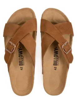 billowy Leder-Pantoletten in Hellbraun Best