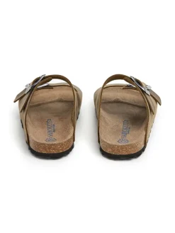 SABOKETS Leder-Pantoletten in Khaki New