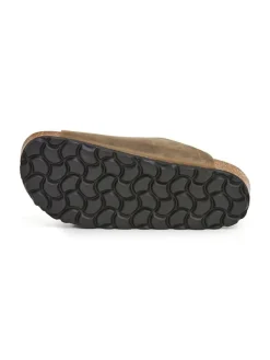 SABOKETS Leder-Pantoletten in Khaki New