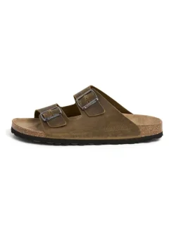 BABUNKERS Family Leder-Pantoletten in Khaki>Herren Hausschuhe|Sandalen & Pantoletten