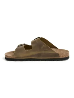 BABUNKERS Family Leder-Pantoletten in Khaki>Herren Hausschuhe|Sandalen & Pantoletten