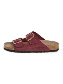 SABOKETS Leder-Pantoletten in Rot Clearance