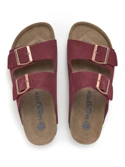 SABOKETS Leder-Pantoletten in Rot Clearance