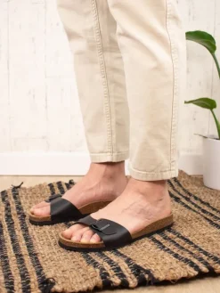 BABUNKERS Family Leder-Pantoletten in Schwarz Sale