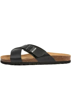 billowy Leder-Pantoletten in Schwarz Outlet