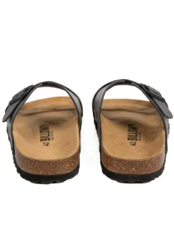 billowy Leder-Pantoletten in Schwarz Outlet