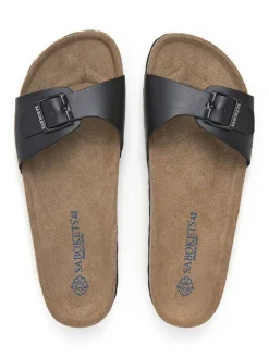 SABOKETS Leder-Pantoletten in Schwarz New