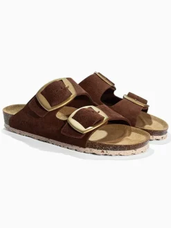 BACKSUN Leder-Pantoletten "Londrina" in Hellbraun New
