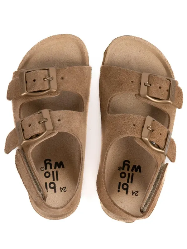 billowy Leder-Sandalen in Hellbraun Online