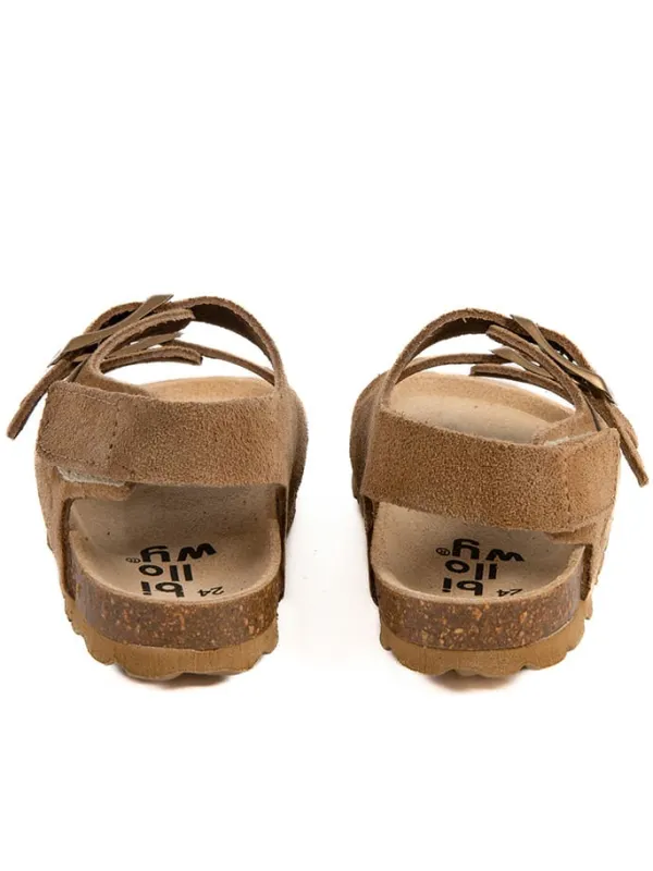 billowy Leder-Sandalen in Hellbraun Online