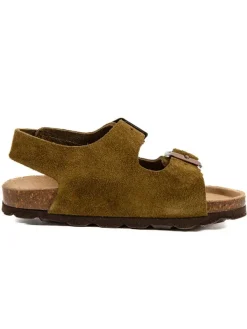 billowy Leder-Sandalen in Khaki>Kinder Sandalen·Sandalen