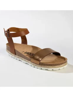 BACKSUN Leder-Sandalen "Junin" in Hellbraun/ Gold>Damen Sandalen