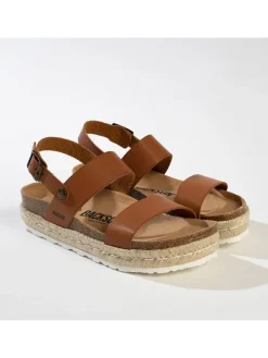 BACKSUN Leder-Sandaletten in Hellbraun>Damen Sandalen