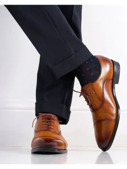 British Passport Leder-Schnürschuhe in Hellbraun Best