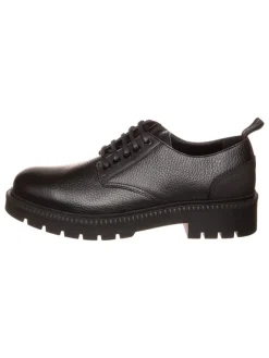 Calvin Klein Leder-Schnürschuhe in Schwarz Clearance