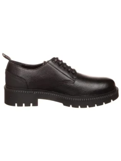 Calvin Klein Leder-Schnürschuhe in Schwarz Clearance