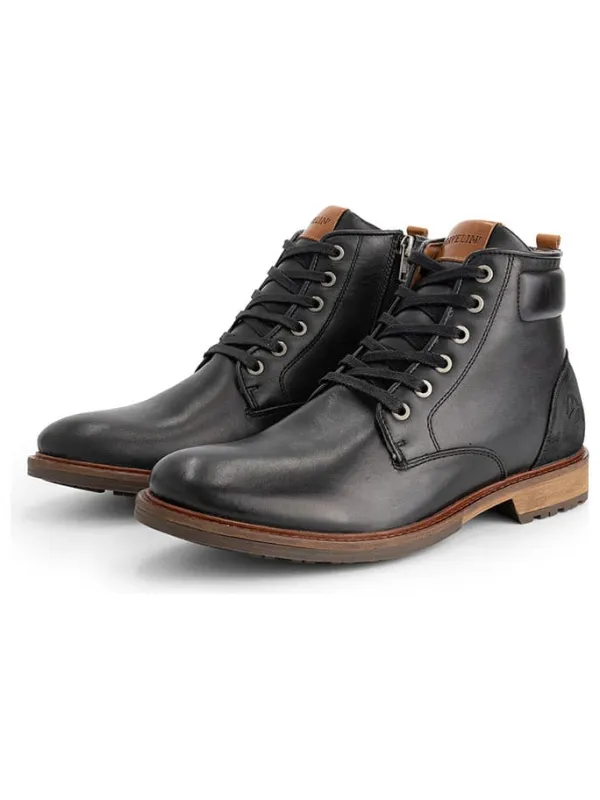 TRAVELIN' Leder-Schnürschuhe in Schwarz