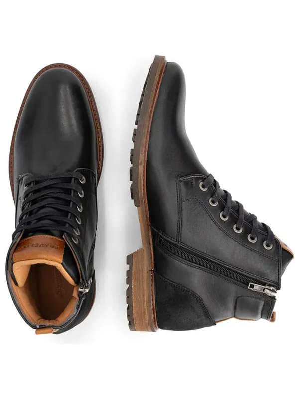 TRAVELIN' Leder-Schnürschuhe in Schwarz